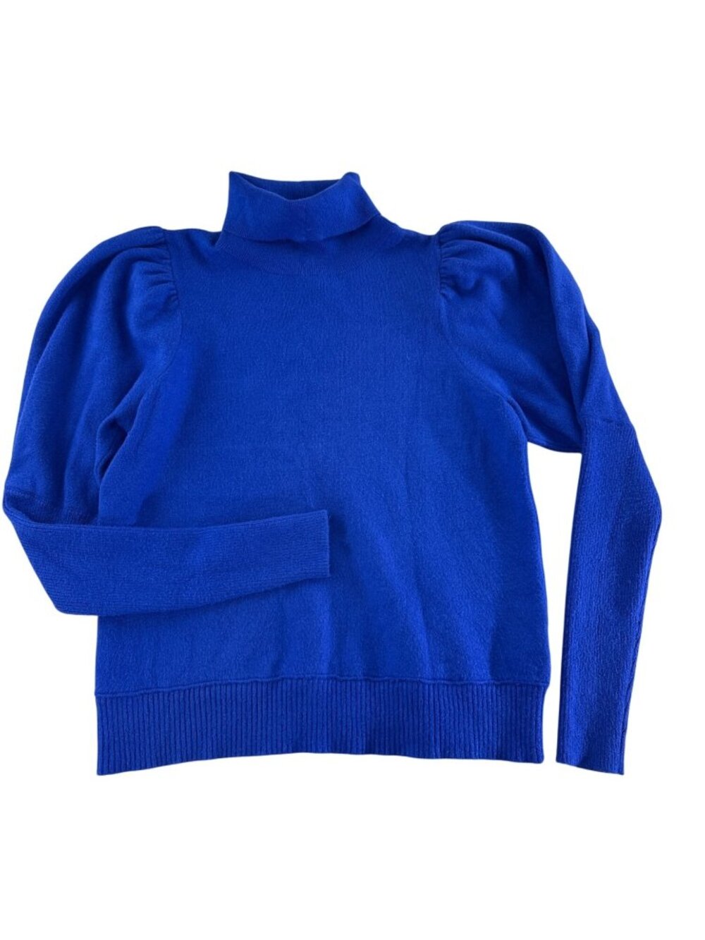 Maeve Anthropologie Women's XL Cobalt Blue Puff Shoulder Knit Sweater Office